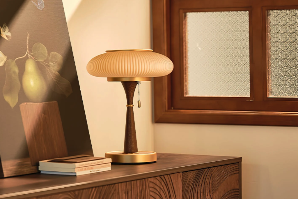 Elegante en warme matsutake paddenstoel tafellamp