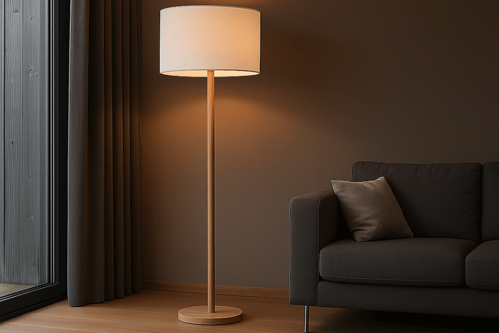 Dubbele stofschaduw gezellige vloerlamp voor appartement
